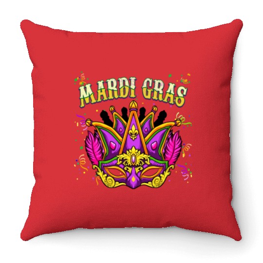 Cool Mardi Gras Mask - Mardi Gras Throw Pillows
