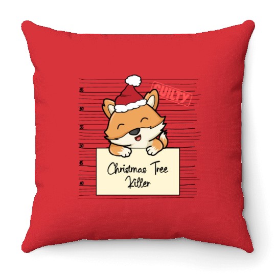 Fox christmas funny prison Throw Pillows