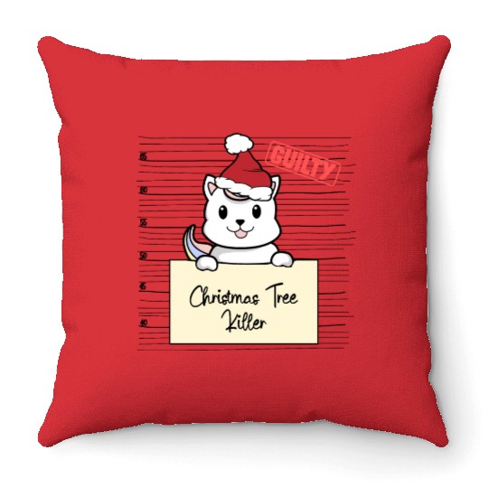 Unicorn cat christmas funny prison Throw Pillows