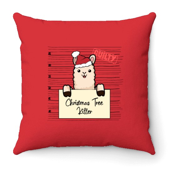 Llama christmas funny prison Throw Pillows