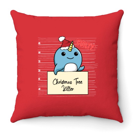 Narwhal christmas funny prison Throw Pillows