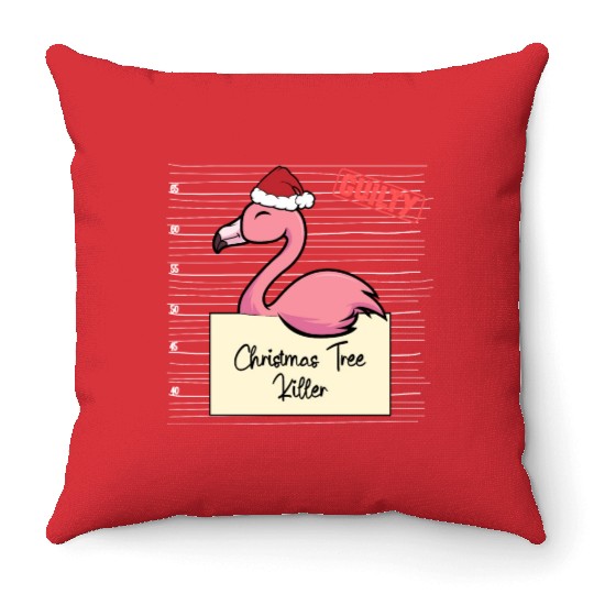 Flamingo christmas funny prison Throw Pillows