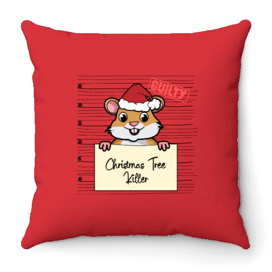Hamster christmas funny prison Throw Pillows