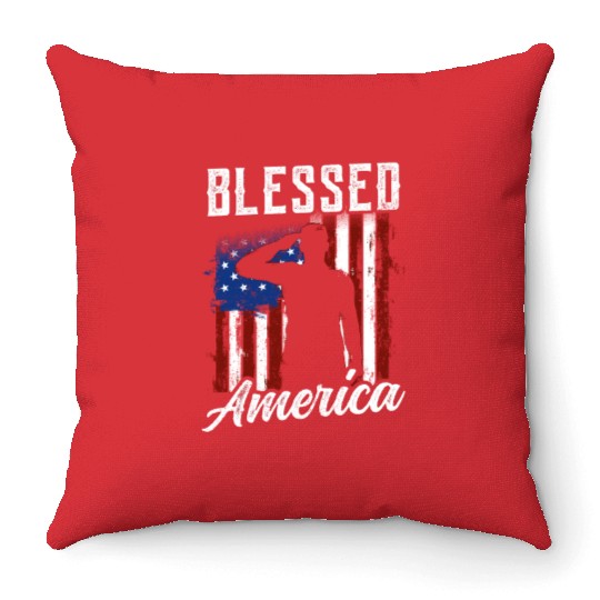 Blessed America American Patriotic US USA Throw Pillows