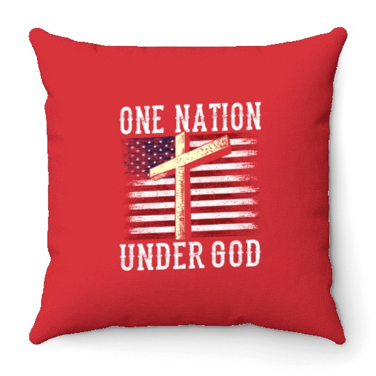 One Nation Under God America US USA American Throw Pillows