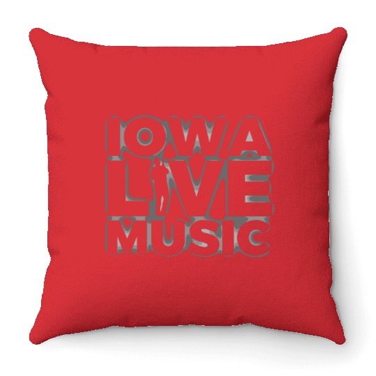 Iowa Live Music Support Gear Ghost Guitar Player Throw Pillows