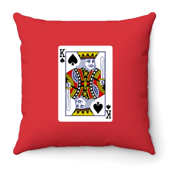 King Of Spades Playing Card Throw Pillows