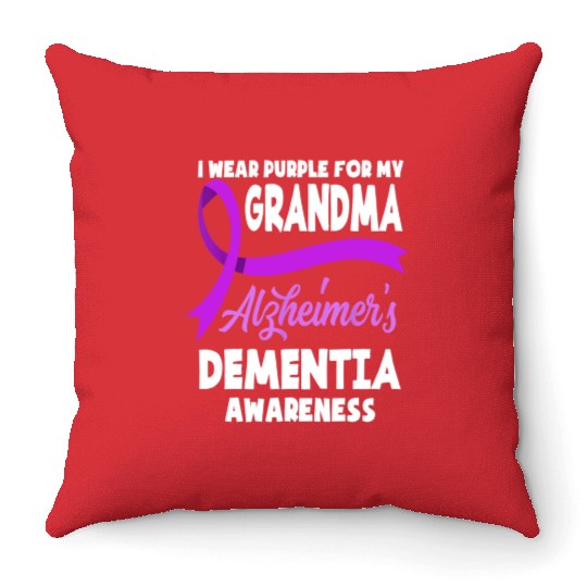 I Wear Purple For My Grandma Alzheimer's Dementia Throw Pillows