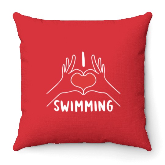 I Love Swimming Swimmer Swim Throw Pillows