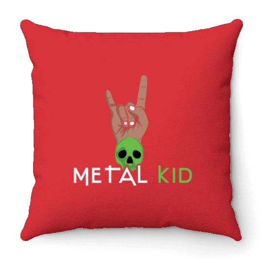 Rock Sign Rock Hand Metal Kid Music Lover Skeleton Throw Pillows