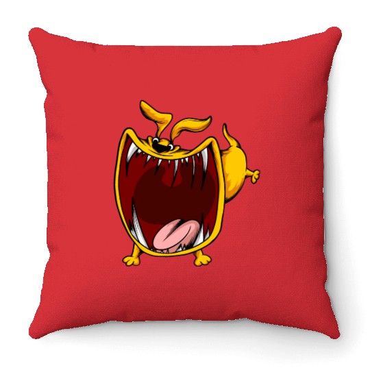 Scary Big Mouth Dog Owners Pet Lover Gift Ideas Throw Pillows