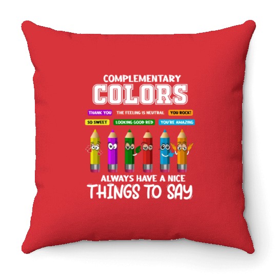 Complementary Colors Pun Artist Art Teacher Throw Pillows