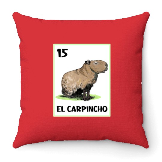 El Carpincho Mexican Capybara Cards Throw Pillows