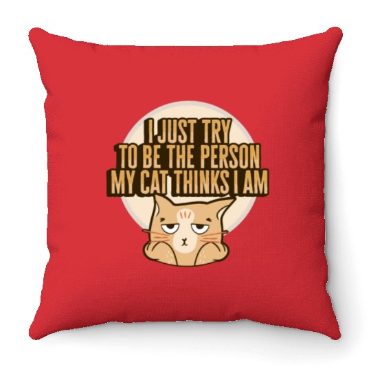 Cat Meme Design for a Cat Lady or Cat Mom Throw Pillows