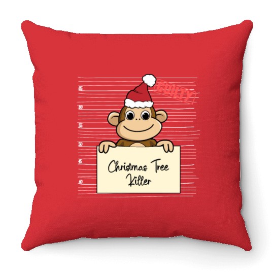 Monkey christmas funny prison Throw Pillows