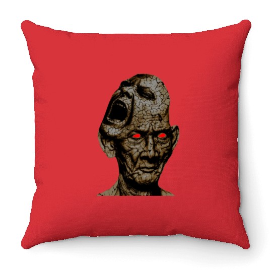 Stoic Old Man With Cracked Leathery Skin Red Eyes Throw Pillows