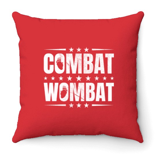 Combat Wombat For A Wombats Lover Throw Pillows