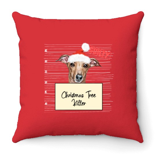 Italian Greyhound christmas funny prison Throw Pillows