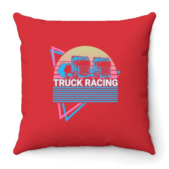Truck Racing Truck Racer Retro Throw Pillows