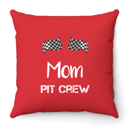 Mom Pit Crew Throw Pillows