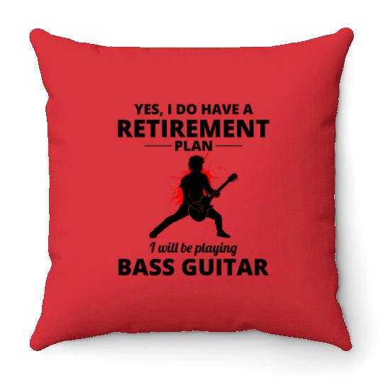 Bass Guitar Player Musician Bassist Retirement Throw Pillows