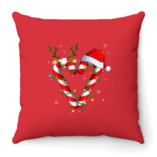 Candy Cane Crew Santa Christmas Lights Xmas Kids Throw Pillows
