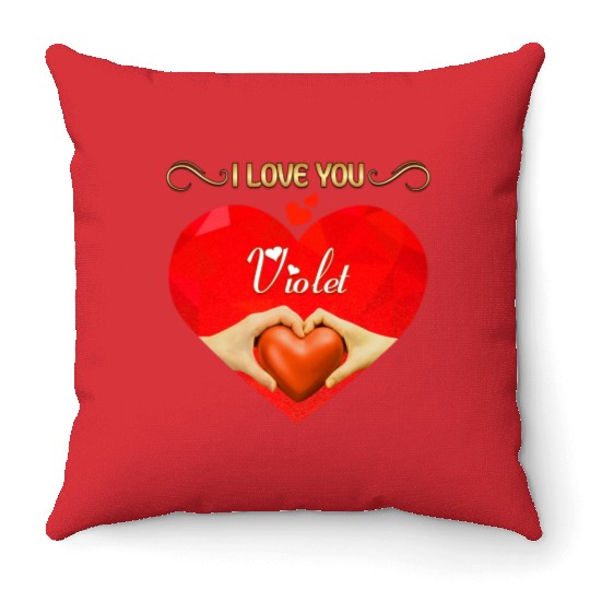 I love you Violet Throw Pillows