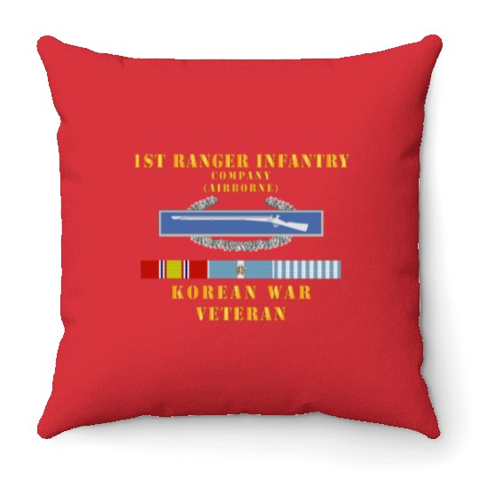 1st Ranger Infantry Company Airborne w CIB w KOREA Throw Pillows
