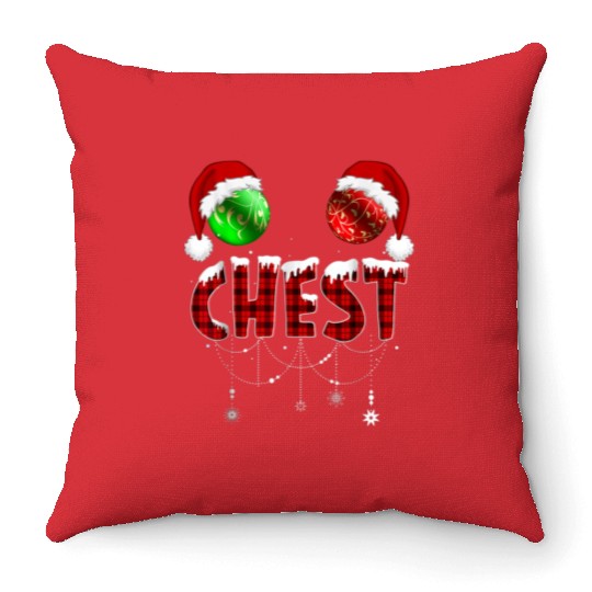 Chest Nuts Christmas Funny Matching Couple Throw Pillows
