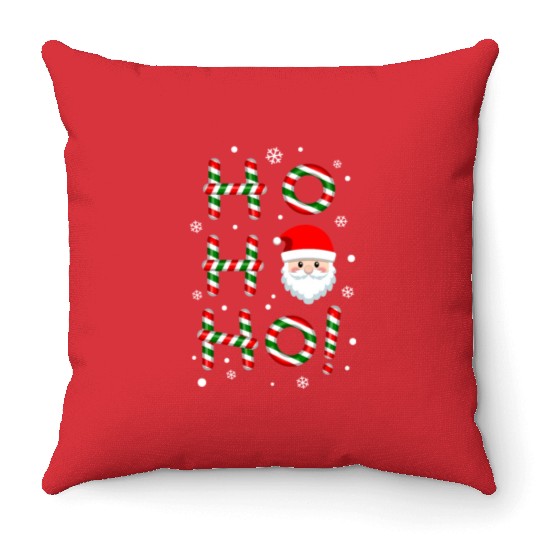 Ho Ho Ho Santa Claus Candy Cane Christmas, Xmas Throw Pillows