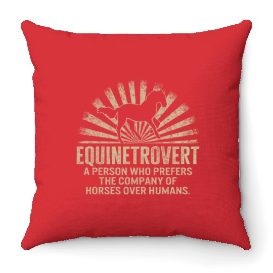 Cowboy Throw Pillows, Equinetrovert Funny Equestrian