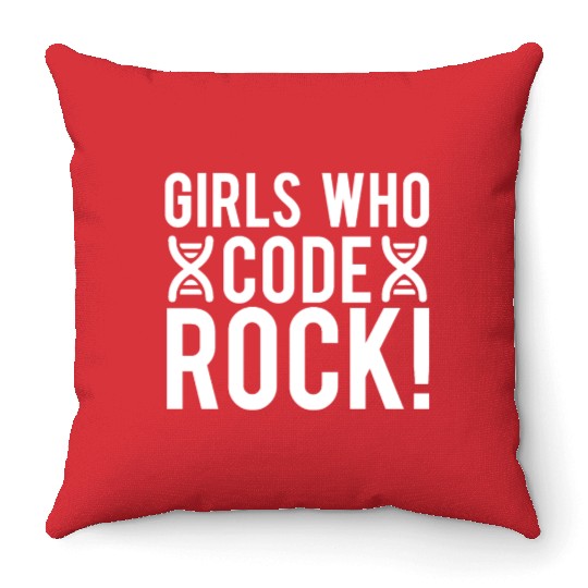 Girls Who Code Rock Science Teacher Student Gifts Throw Pillows