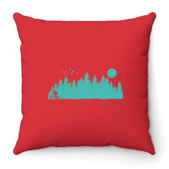 Cycling in Nature Fitness Throw Pillows