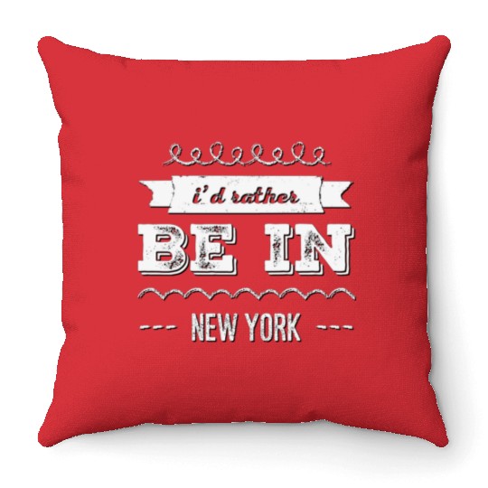I'd rather be in New York City taxi Broadway Wall Throw Pillows