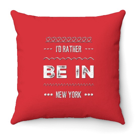 I'd rather be in New York City taxi Broadway Wall Throw Pillows