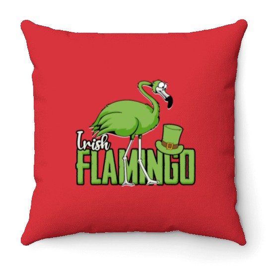 Irish Flamingo - flamingo Throw Pillows