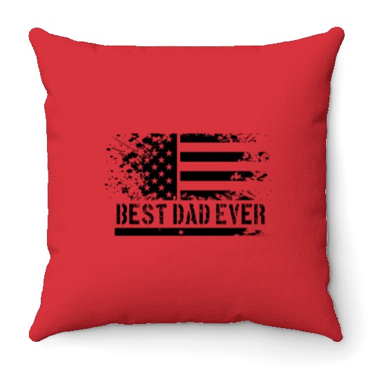 USA flag best dad ever Throw Pillows