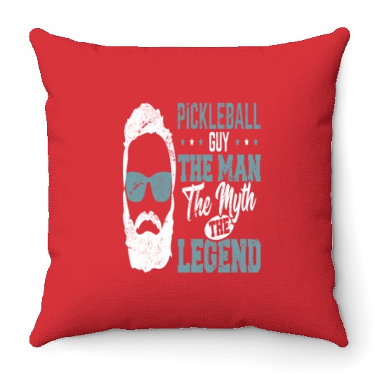 Funny Pickleball Design Guy Men Boys Pickleball Throw Pillows