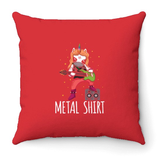 Guitar Metal Music Heavy Rock Rocker Unicorn Throw Pillows