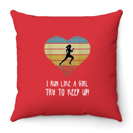 Girls Cross Country Running Gift Throw Pillows