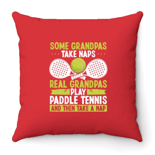 Paddle Tennis Player Match Granddad Grandpa Throw Pillows