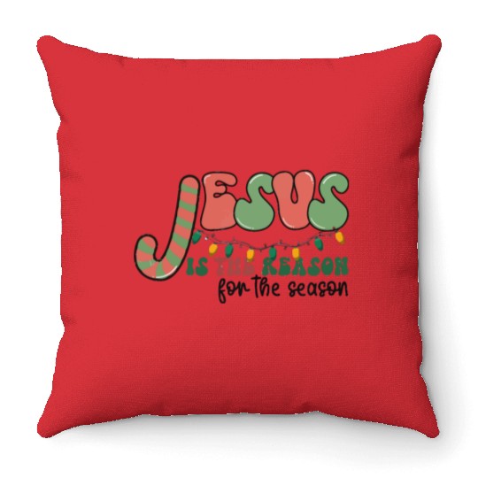 Jesus is The Reason for the Season Candy Christian Throw Pillows