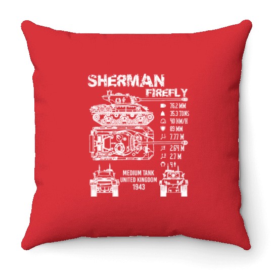 Sherman Firefly Tank Specifications Throw Pillows