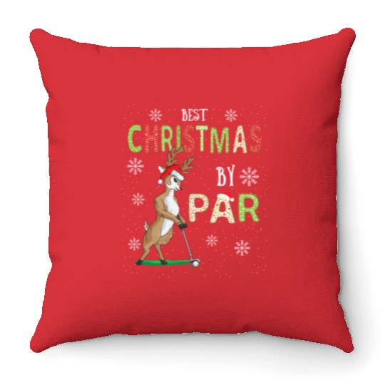 Golf Reindeer Pun Golfer Christmas Golfing Throw Pillows