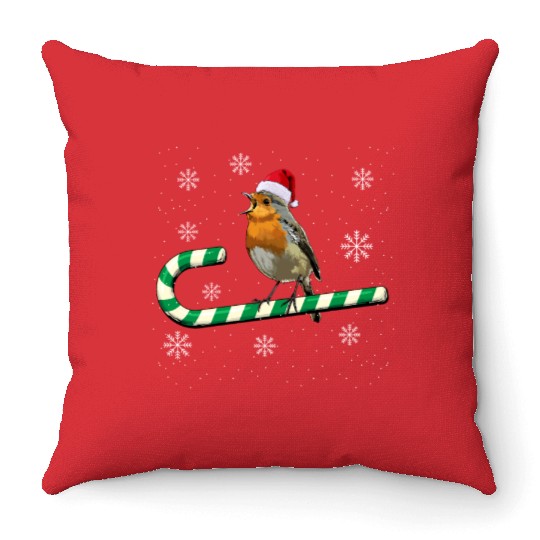 Robin Bird Watching Redbreast Birding Christmas Throw Pillows