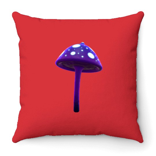 Magic Purple Mushroom Throw Pillows