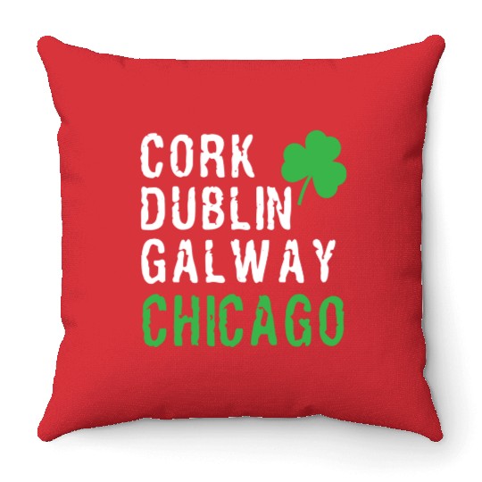 Chicago St Patricks Day Irish Cities Chicago Shamr Throw Pillows