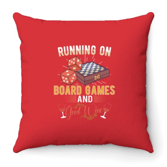 Wine Board Games Chess Board Game Player Gambling Throw Pillows