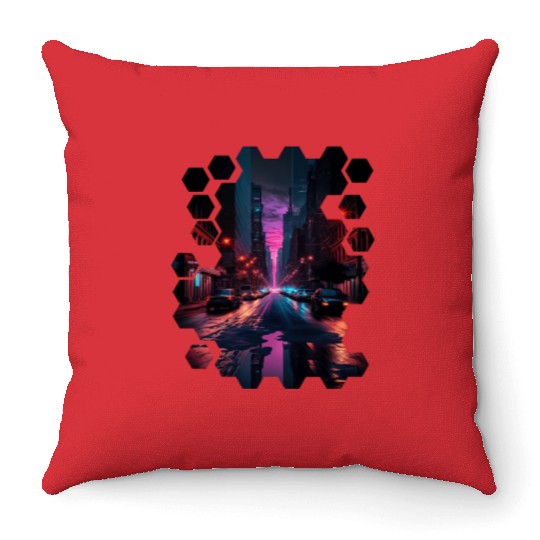 New York Vaporwave Aesthetic Retro Style Love NY Throw Pillows