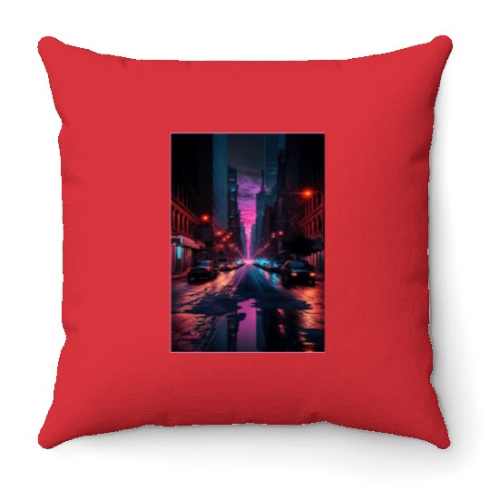 New York Vaporwave Aesthetic Retro Style Love NY Throw Pillows